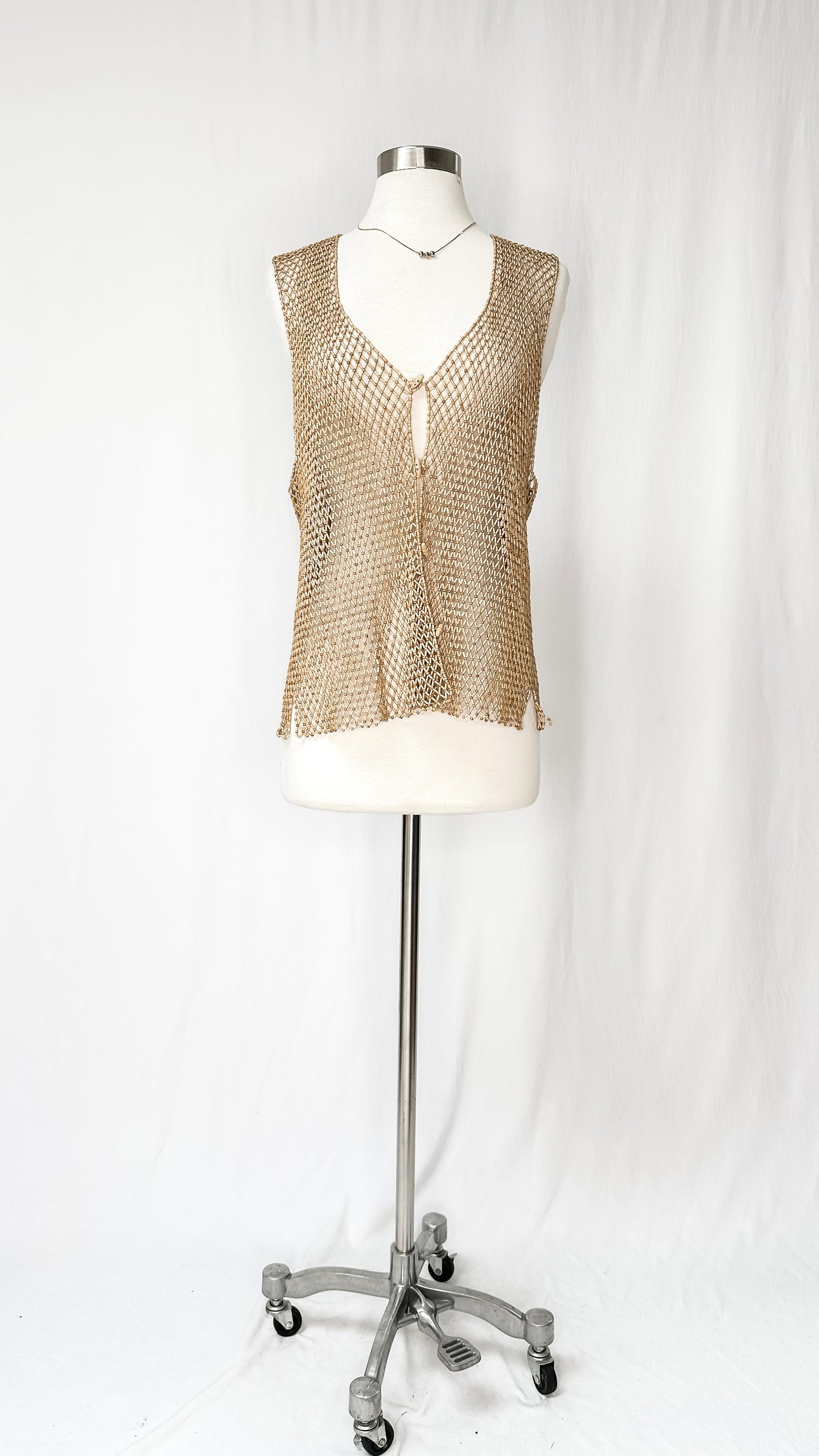 Vintage Wood Bead Vest (one size)