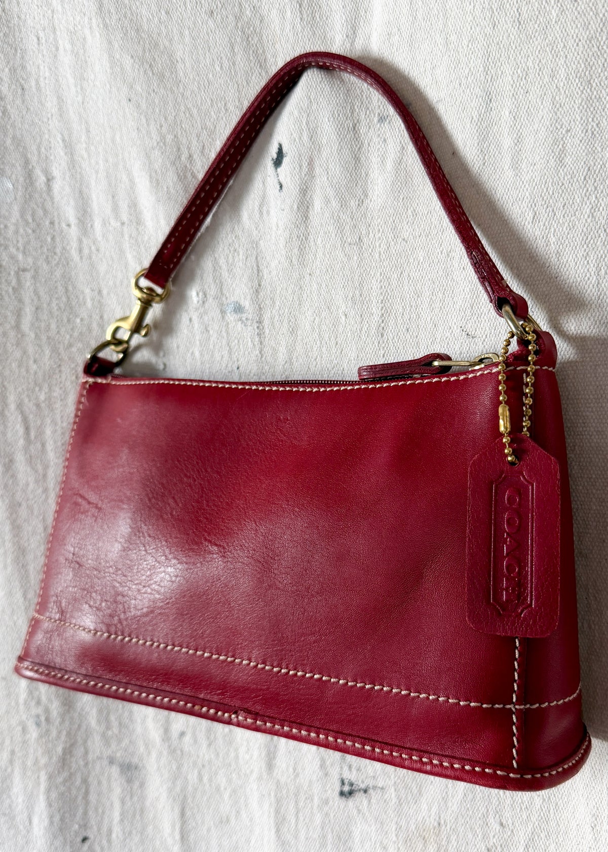 Vintage Coach Red Leather Bleeker Demi Purse # 9311