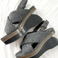 Marni Gray Wool Felt Cross Front Square Toe Sculptural Wedges (39 or 8.5)