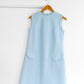 Vintage 60s Fritzi of California Baby Blue Mod Textured A-Line Dress