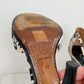 *Rare!* Vintage 2003 Chanel Black Cream D'orsay Print Round Toe Ankle Strap Heels (39)