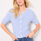 Alex Mill Elle Short Sleeve Knit Cardigan Sweater in Hydranga Blue (XL)