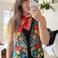 Vintage 90s Mary McFadden Black Floral Embroidered Vest (L)
