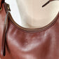 Gucci Mahogany Brown Leather Half Moon Crescent & Woven Shoulder Purse