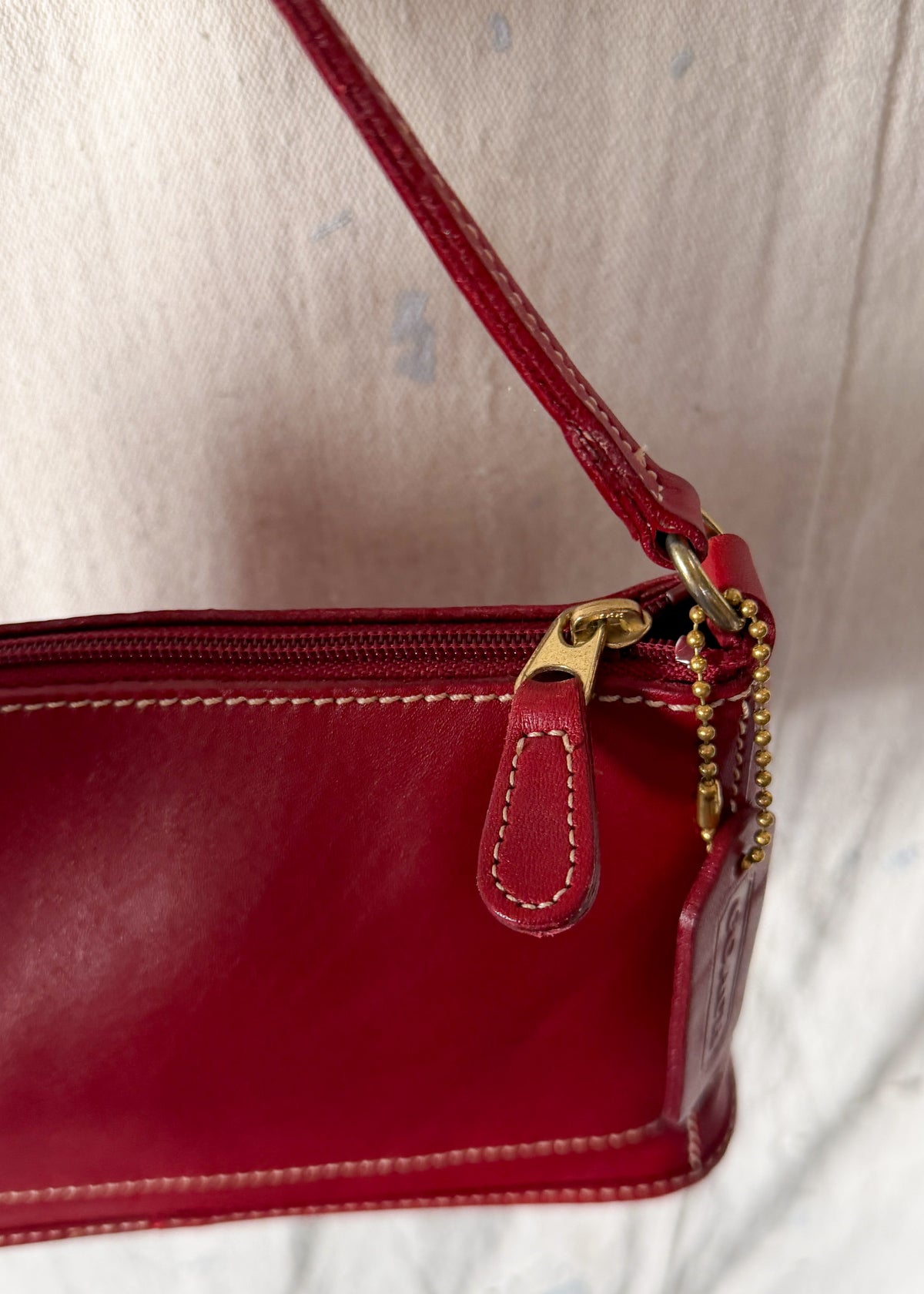 Vintage Coach Red Leather Bleeker Demi Purse # 9311