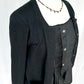 Sacai Black Cotton Pleat & Cardigan Layer Top (S)