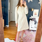 Vintage 70s Alfred Werber Ivory Wide Collar A-Line Dress (fits like M)