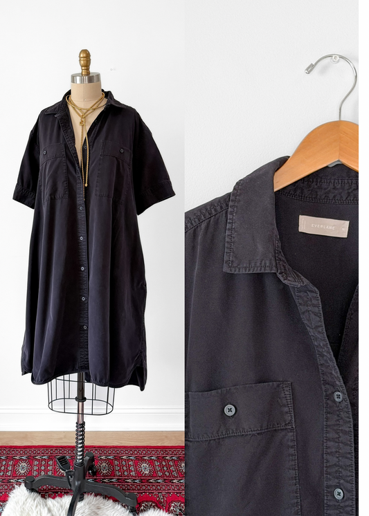 Everlane Day Tripper Black Shirt Dress (XL)