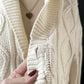 Vintage 70s Sears Cream Acrylic Fisherman’s Sweater Cardigan