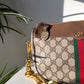 Vintage 80s Gucci Sherry Line GG Brown Shoulder Bag Purse + Gold Shoulder Chain