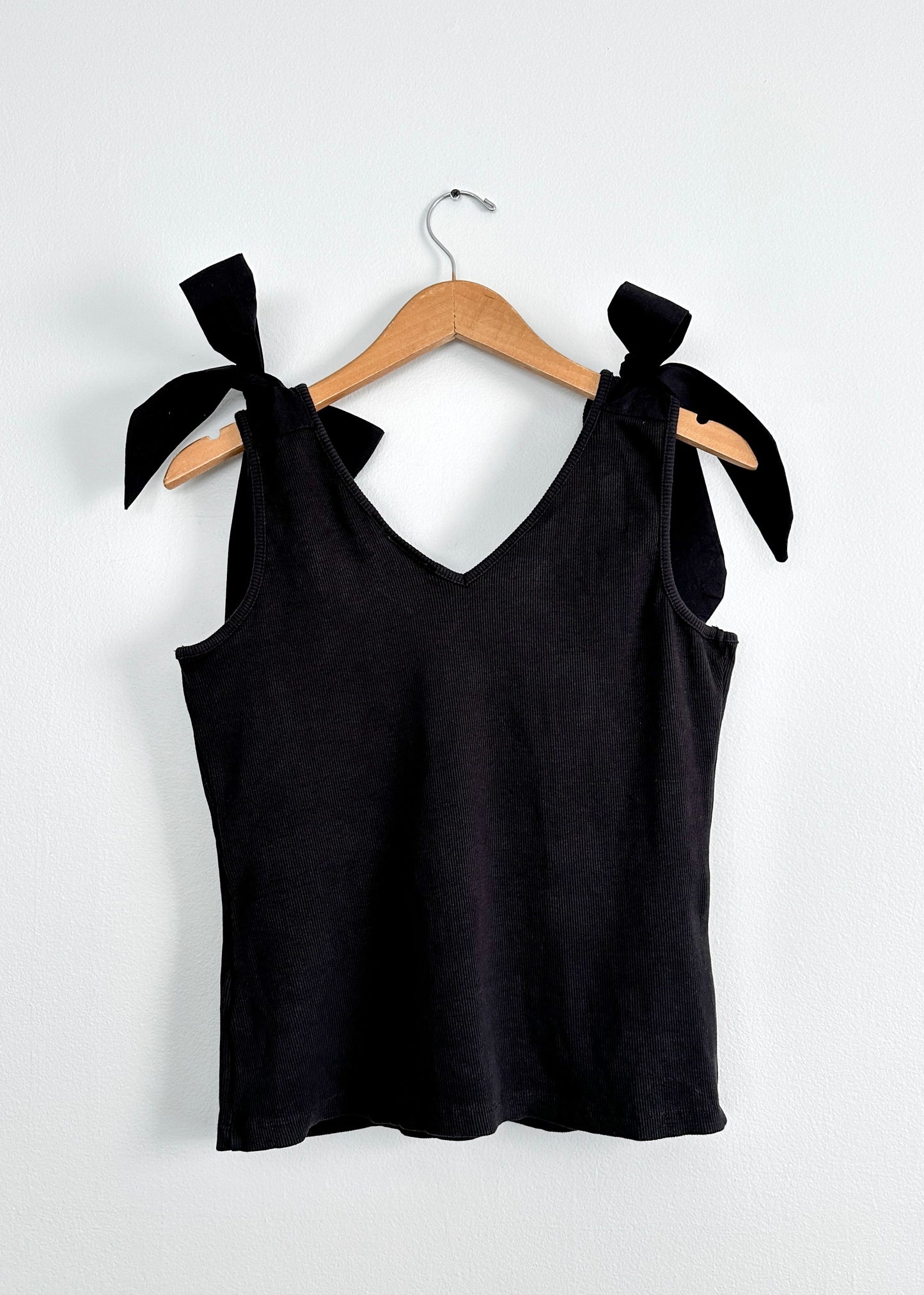 NEW Anthropologie Maeve Black Tie Shoulder Top (L)