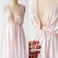 Vintage 80s Miss Elaine Light Pink Drawstring Nighty Lingerie Sleepwear