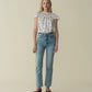 Doen Yvie Top Bleu Flocking Floral Print