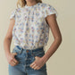 Doen Yvie Top Bleu Flocking Floral Print