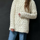 Yarnworks Handknit Cozy Cream Heavy Knit Roll Neck Sweater (M)