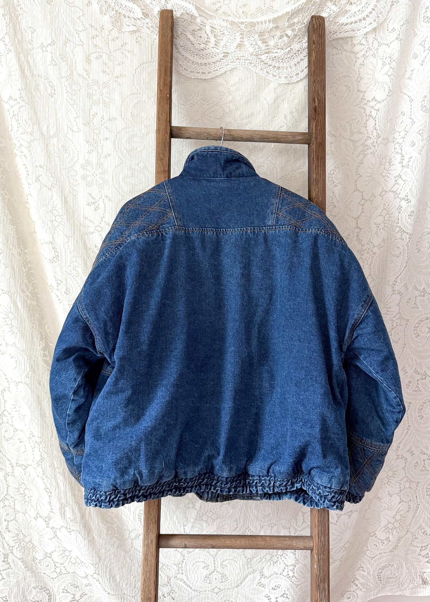 Vintage 90s In Crowd Denim Ski Jacket Southwestern Lined Oversized Coat