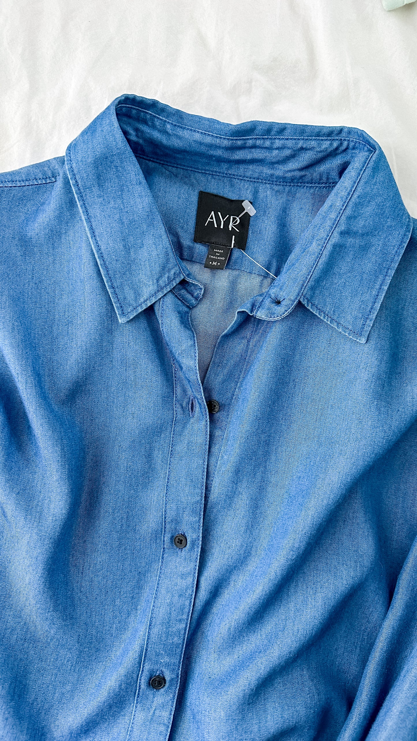 AYR The Clean Shirt Chambray Tencel Denim Button Down Top (M)