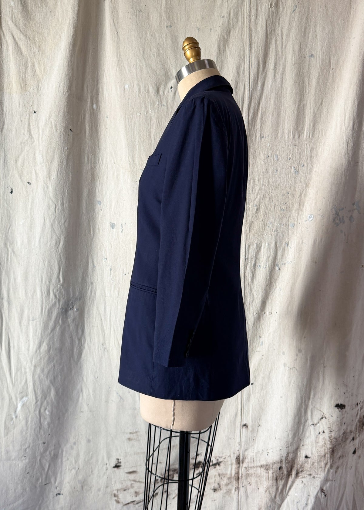 Vintage 90s Ralph Lauren Collection Purple Label Navy Wool Fitted Blazer Jacket
