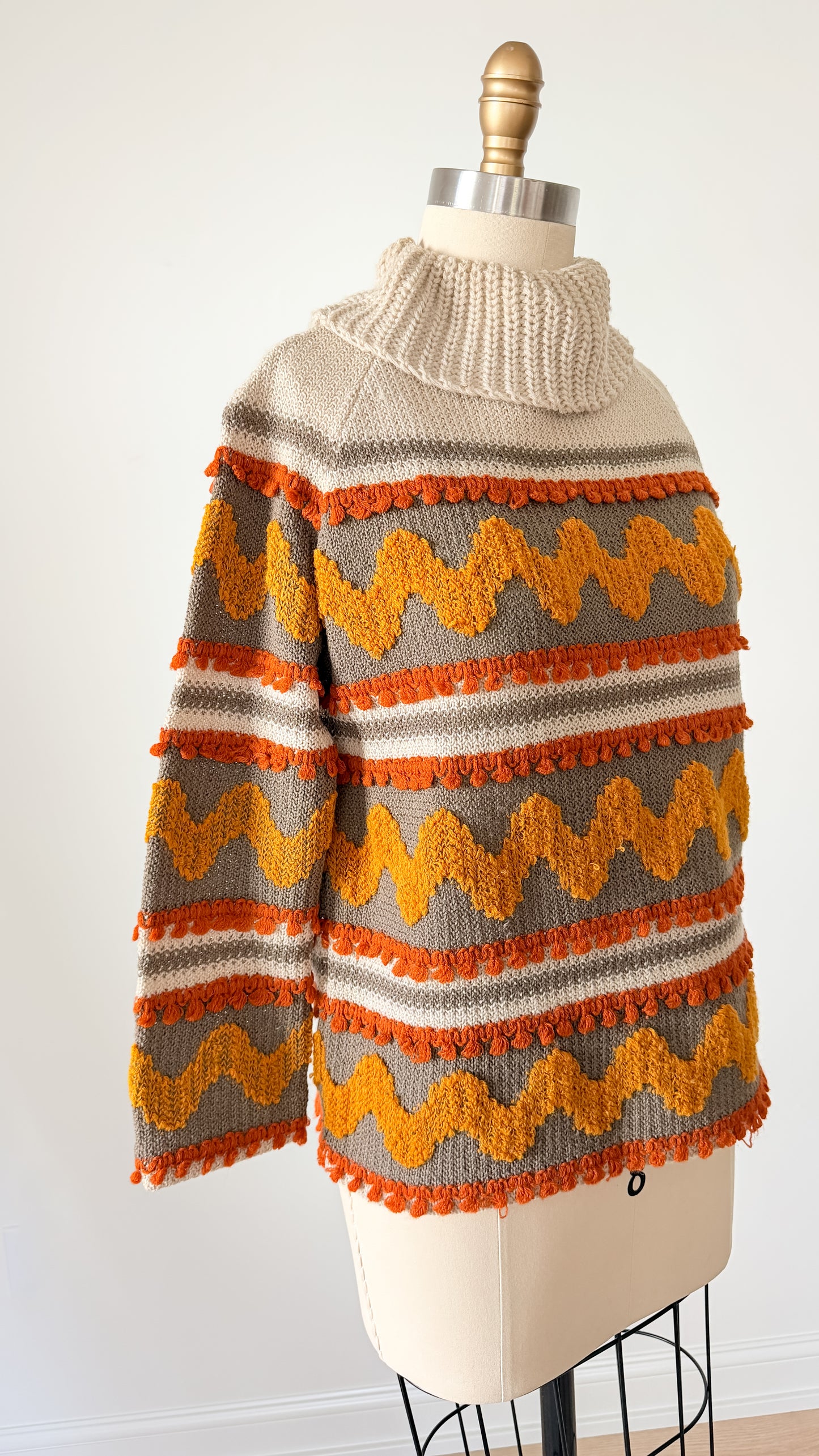 Vintage 70s Petti Glen Orange Brown and Yellow Knit Top (M)