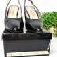 Vintage Chanel Black Leather Cap Toe Slingback Heels (38)