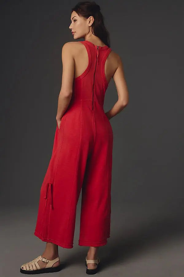 Anthropologie Daily Practice Red Horizon Wide Leg Jumpsuit (M)