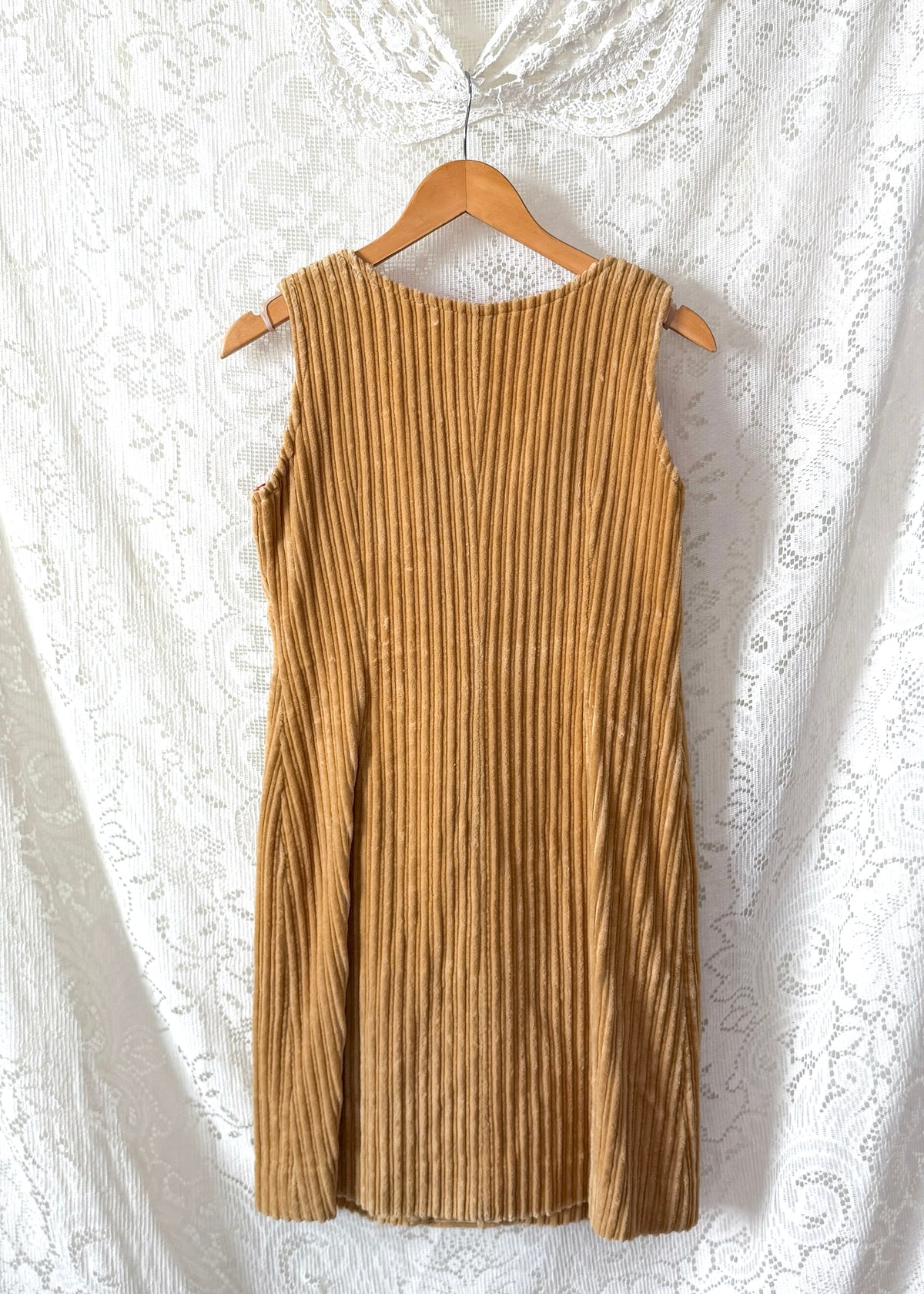 Vintage 70s John Meyer Tan Corduroy Toggle Jumper Dress