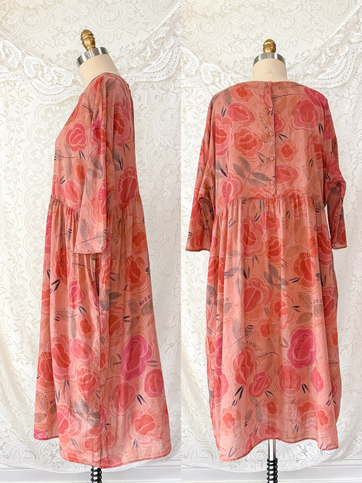 Gudrun Sjödén Roses Organic Cotton Floral Midi Dress