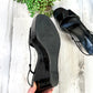 Jil Sander Black Patent Leather Square Toe Sandal Wedge Heels (38.5 or 8/8.5)