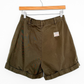 Vintage 90s Bill Blass Olive Green Khaki Cotton High Waist Rolled Cuff Shorts