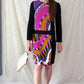 Emilio Pucci Magenta Black Purple Signature Print Silk Lined Dress (US 6)
