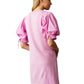 Marie Oliver Petal Pink Shane Dress French Terry Cotton Poplin Puff Sleeve (L)