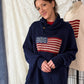 Polo Ralph Lauren RL67 American Flag Linen Cotton Shawl Collar Sweater Navy