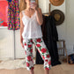 Vintage 00s Habana Rose Print Denim Capri Pants (4)