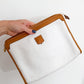 Vintage 80s Celine White & Brown Leather Pouch Clutch Purse