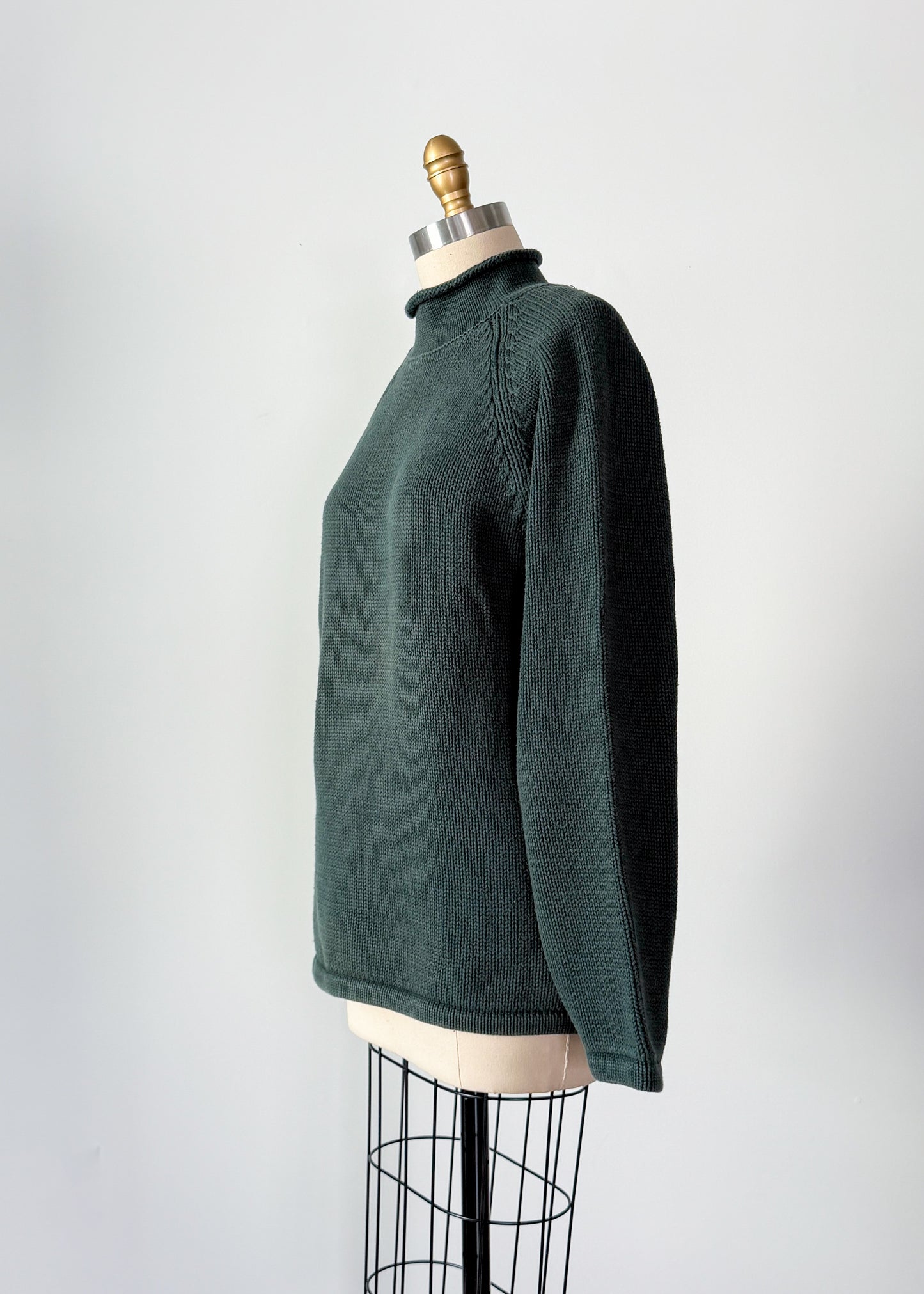 J.Crew 1988 Rollneck Heavy Cotton Pullover Sweater in Dark Green (L)