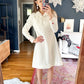 Vintage 70s Alfred Werber Ivory Wide Collar A-Line Dress (fits like M)