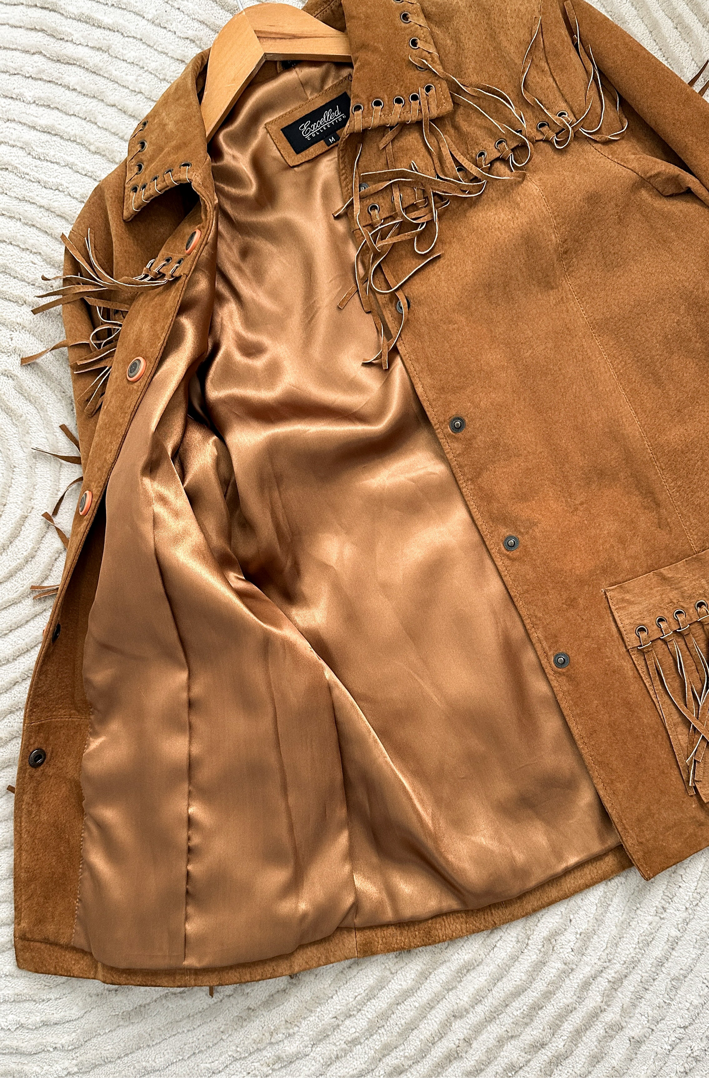 Brown Suede Leather Fringe Western Jacket (M)