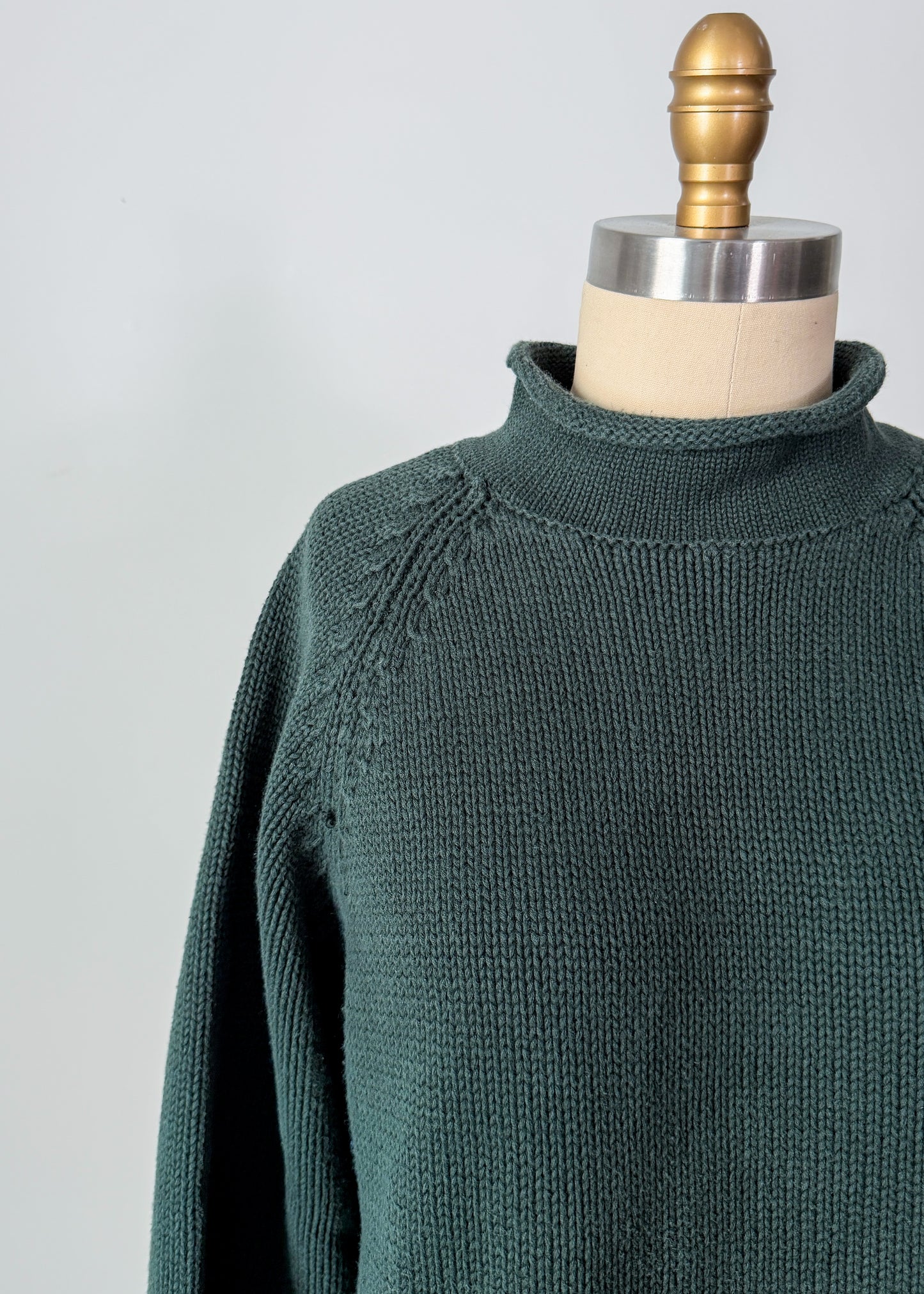 J.Crew 1988 Rollneck Heavy Cotton Pullover Sweater in Dark Green (L)