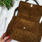 Vintage Chanel Brown Suede Quilted Matelassé Silver Turnlock Tote Purse