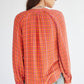 Anthropologie Pilcro Breezy Blouse in Pink Orange Green Gingham (S)