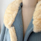 Vintage 60s Lilli Ann Powder Blue Cream Mink Collar Swing Coat