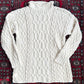 Yarnworks Handknit Cozy Cream Heavy Knit Roll Neck Sweater (M)