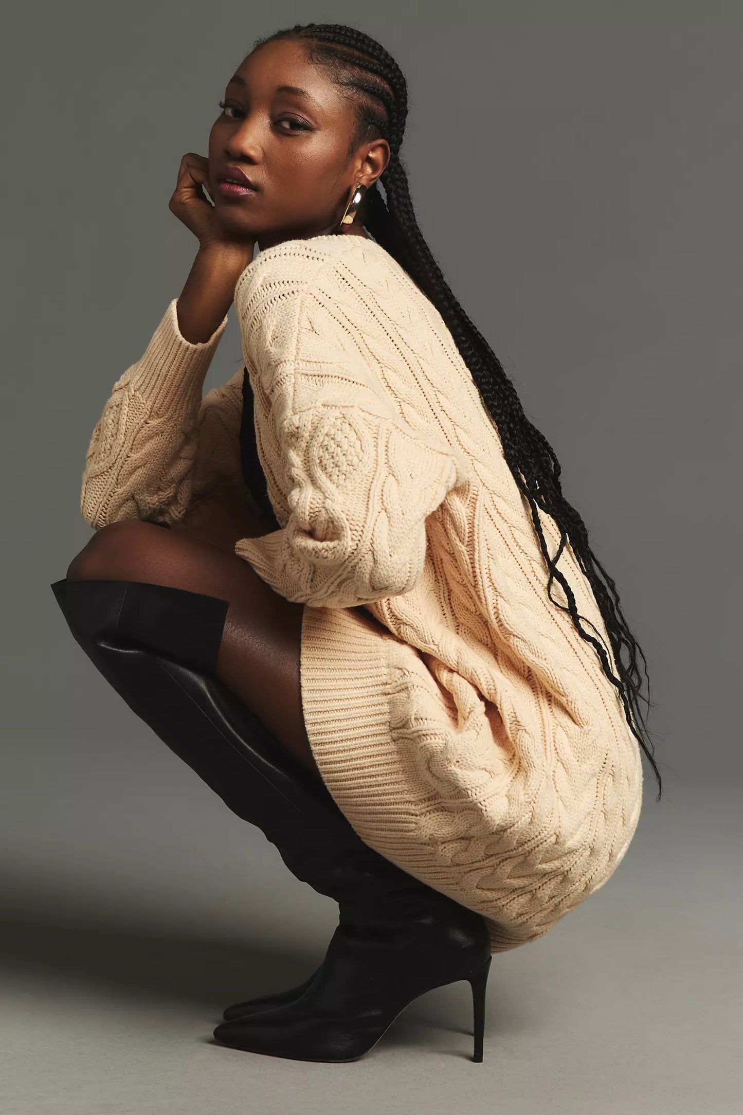 Anthropologie x Mare Mare Cream Long Sleeve Sweater Dress (M)