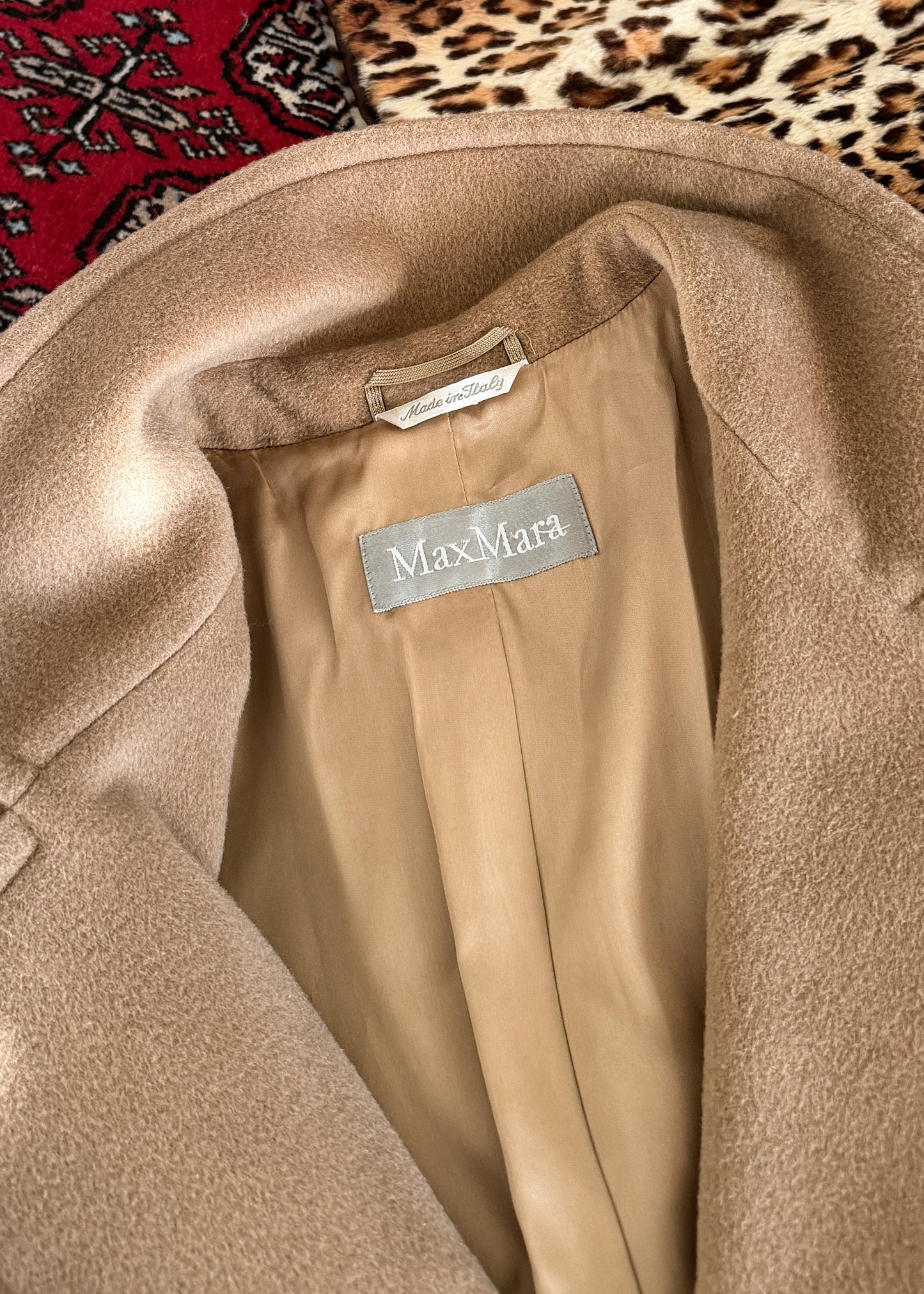 Max Mara Camel Brown Virgin Wool Mid Length Winter Coat (US 14)
