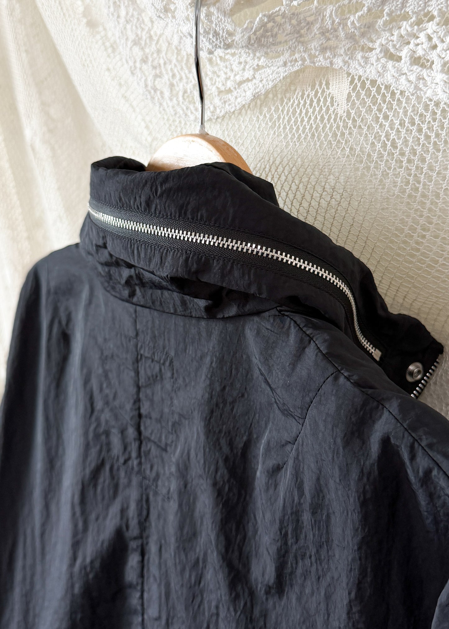 Zadig & Voltaire Black Long Kaze Nylon Parka Jacket