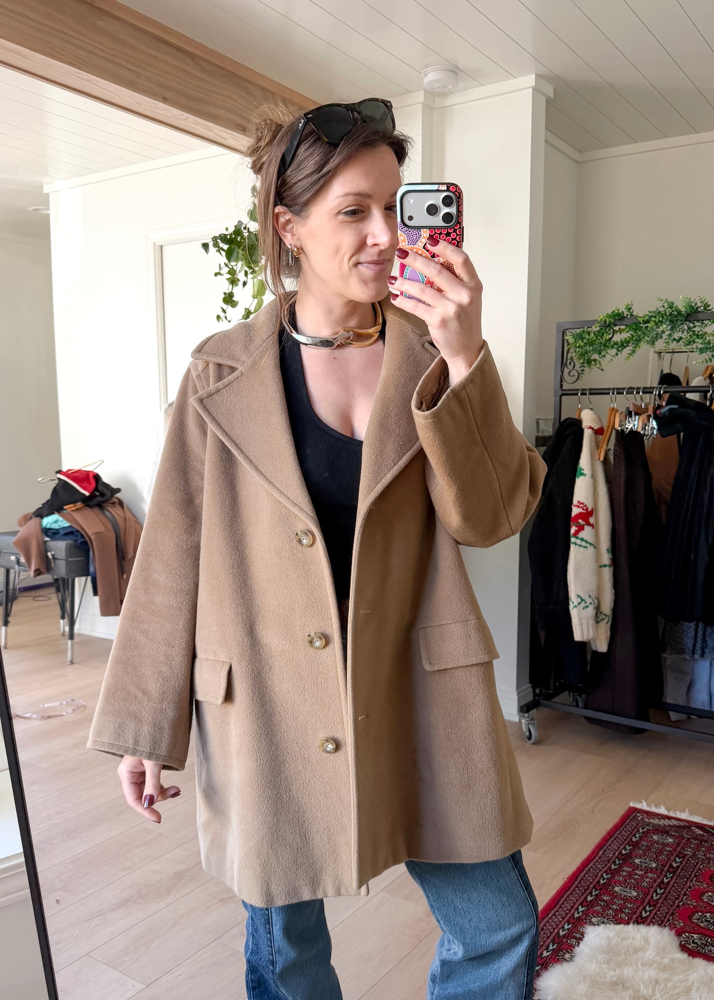 Max Mara Camel Brown Virgin Wool Mid Length Winter Coat (US 14)
