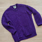 Vintage Aran Crafts Ireland Purple Merino Wool Cable Knit Cardigan (XL)