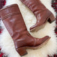 FRYE Jane Stitch Dark Brown Redwood Leather Riding Boots 77230  (8.5)