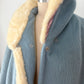 Vintage 60s Lilli Ann Powder Blue Cream Mink Collar Swing Coat
