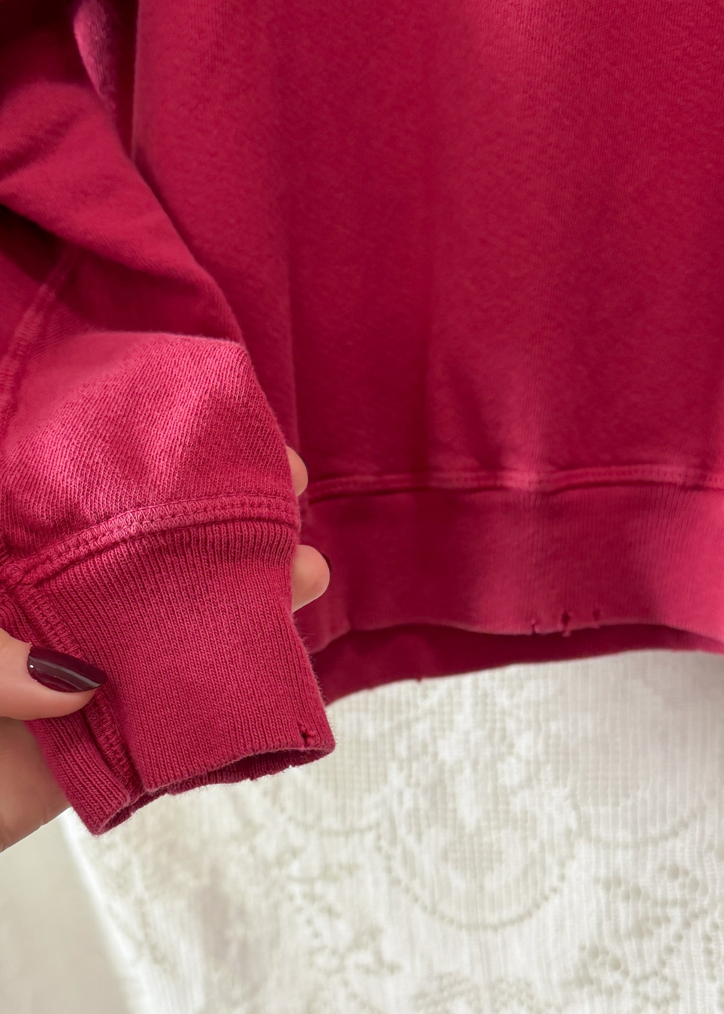 The GREAT College Crewneck Distressed Terry Cotton Sweatshirt (3 or L)